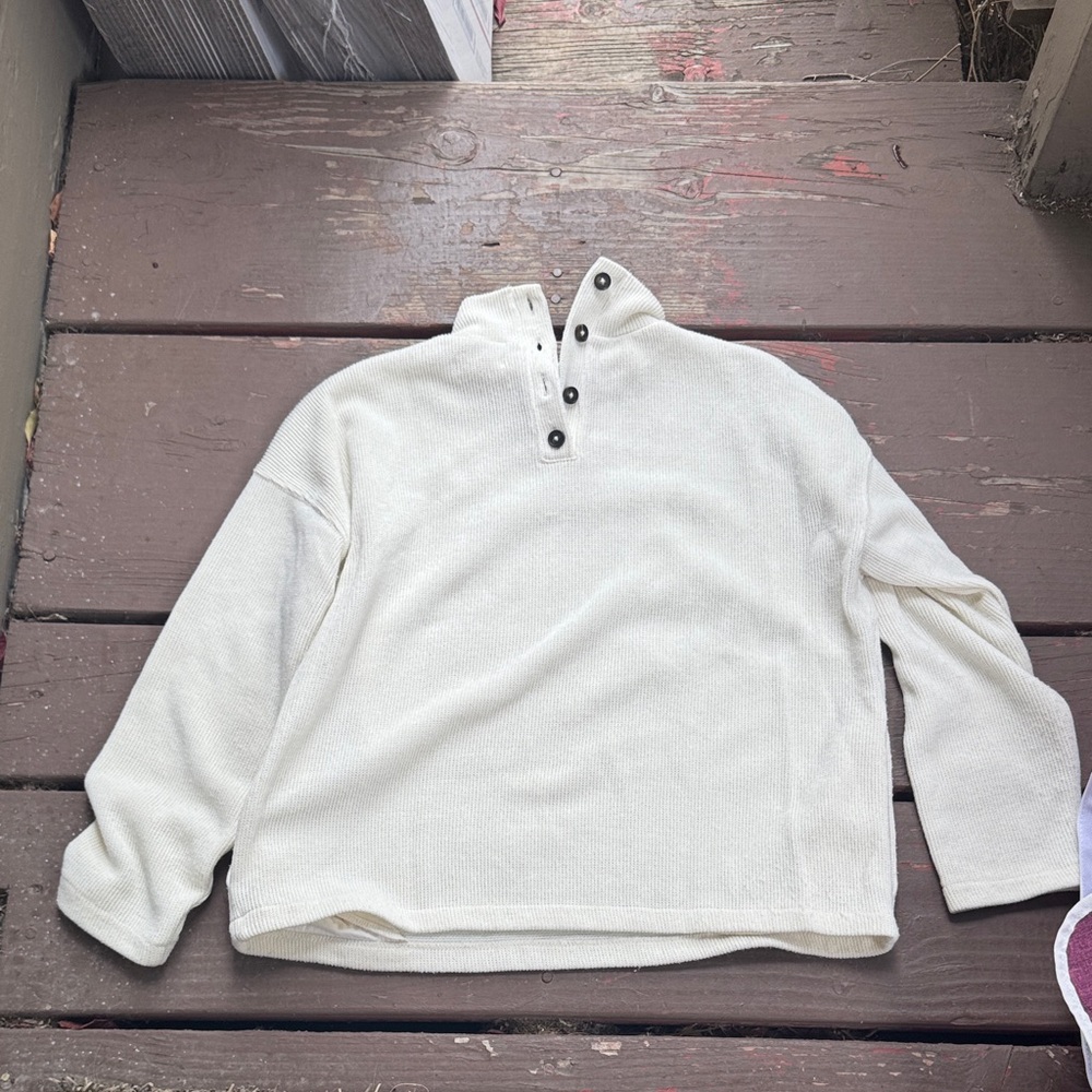Madewell Cream Sweater with Button Detail